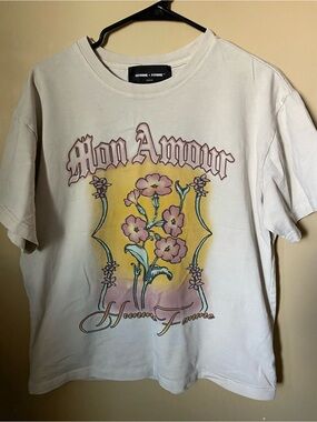 Homme-Femme White 'Mon Amour' Floral Art Print Tee
